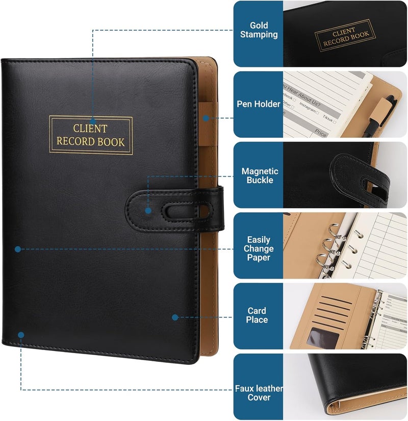 suituts Client Record Book, Hair Stylist Client Profile Book-Binder and Client Record Cards with Alphabetical Tabs for Salons, Hair Stylist, Nail, Small Business(100 Sheets Profile Cards, 5.6" X 8.2") - Image 5